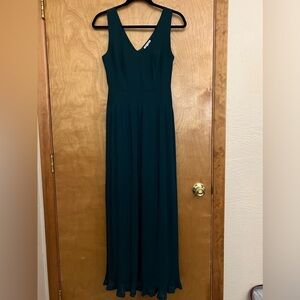 Lace & Mesh Green Pleated Gown Maxi XS